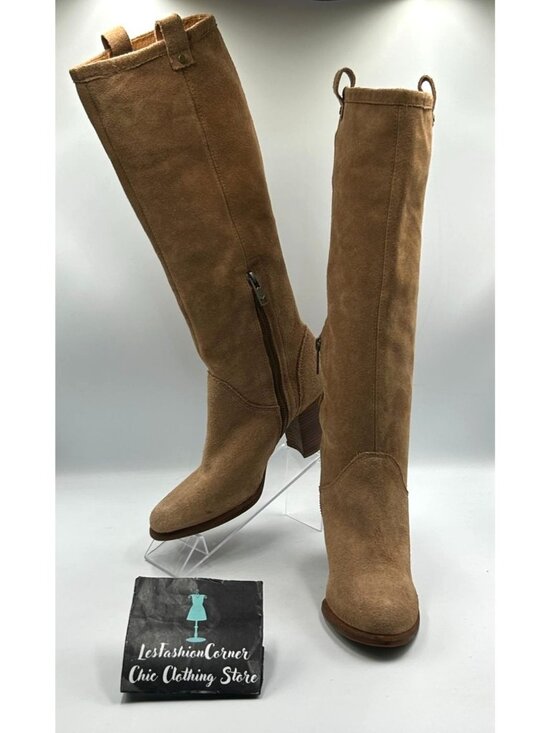 UGG Shoes - UGG Women's Tan Suede Leather Ava Tall Water Resistant Heeled Boot Size 7 3323